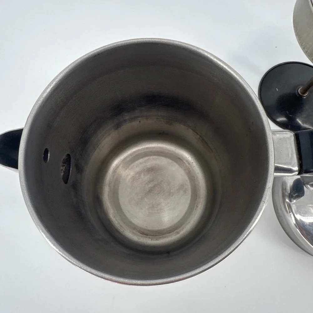 FLINT Ekco Vintage Stovetop Percolator Coffee Pot Silver Stainless Steel 6-9 Cup
